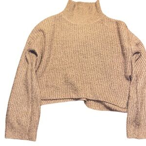 Urban heritage dusty rose ribbed knit turtle neck  cropped long Sleeve sweater L